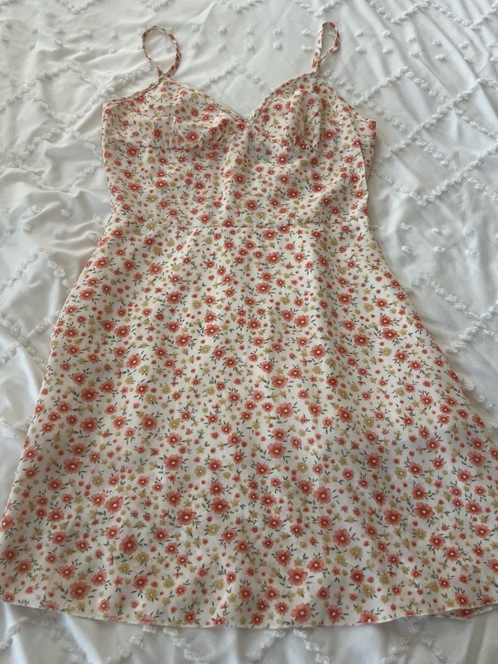 Shein White Floral Mini Cottagecore Dress – Size S
